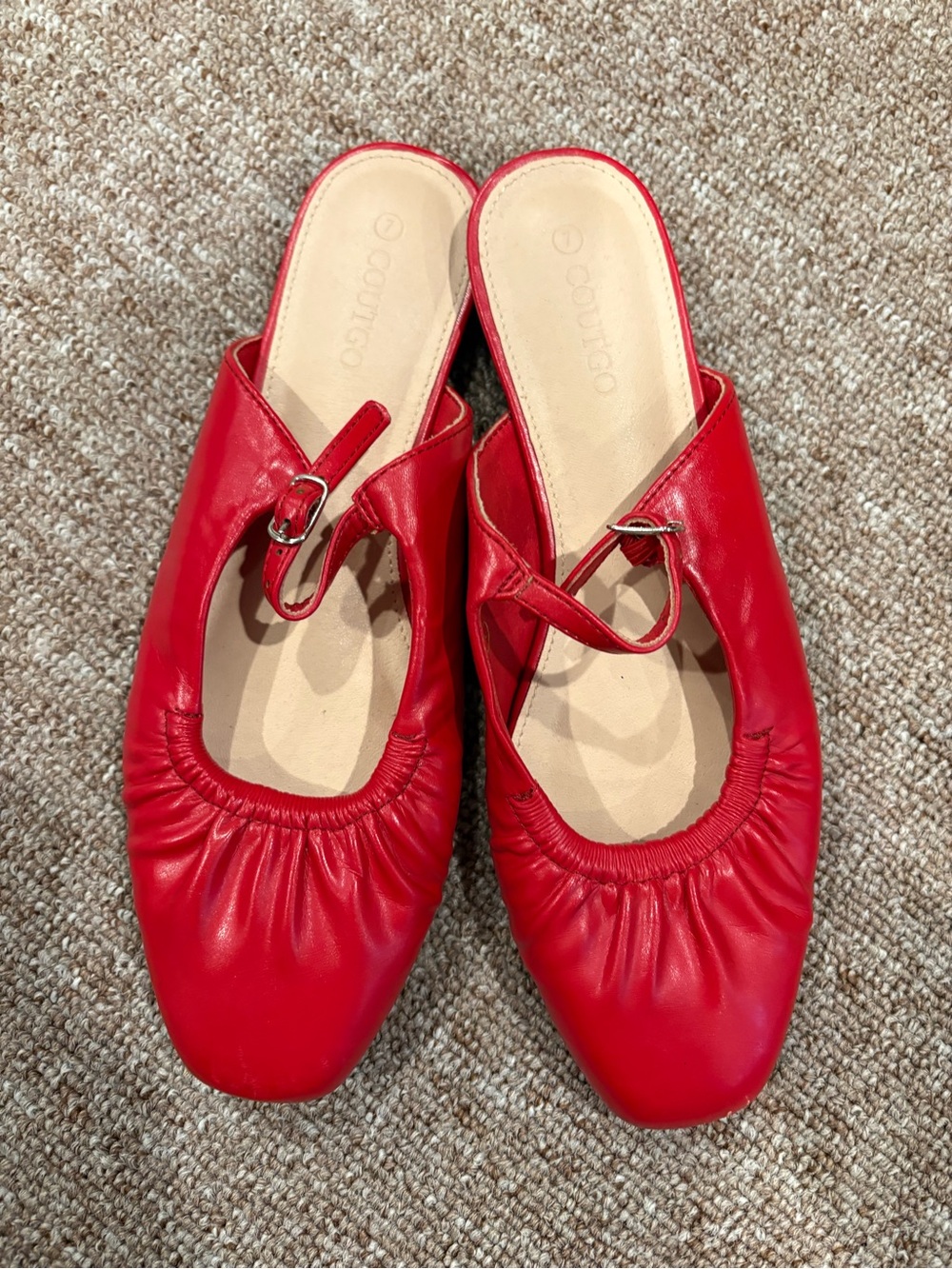 Red Mary Jane Flat Slip-On Shoes